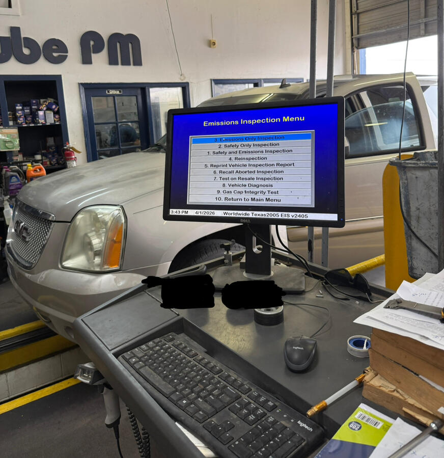 Automotive diagnostic and inspection computer used at J&A Lube in El Paso, TX.