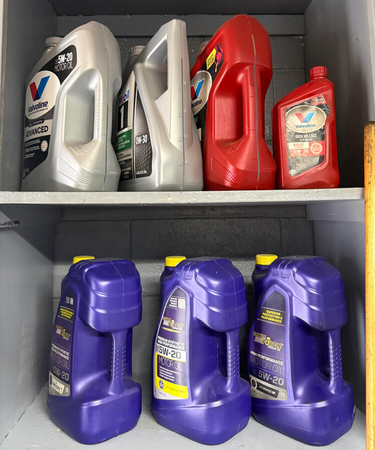 Untitled Motor oil and automotive supplies stocked at J&A Lube in El Paso, TX.